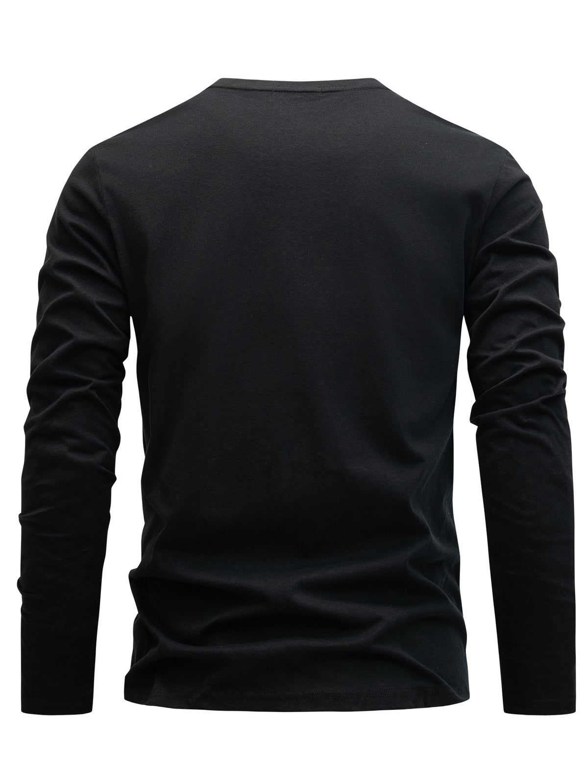 100% Cotton Men's T-Shirt, Spring/Autumn Long Sleeve, Standard Fit, Daily Casual Versatile Top, Fashionable, Elegant, , and Fun Print - Black