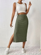 Women's Slit Skirt - Army Green