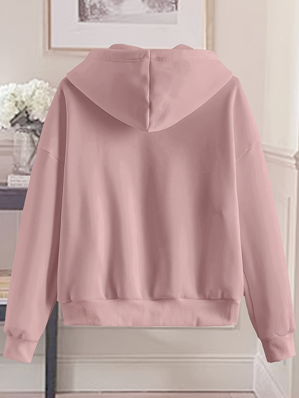 Women'S Fashion Zip-Up Hoodie - Pink Color