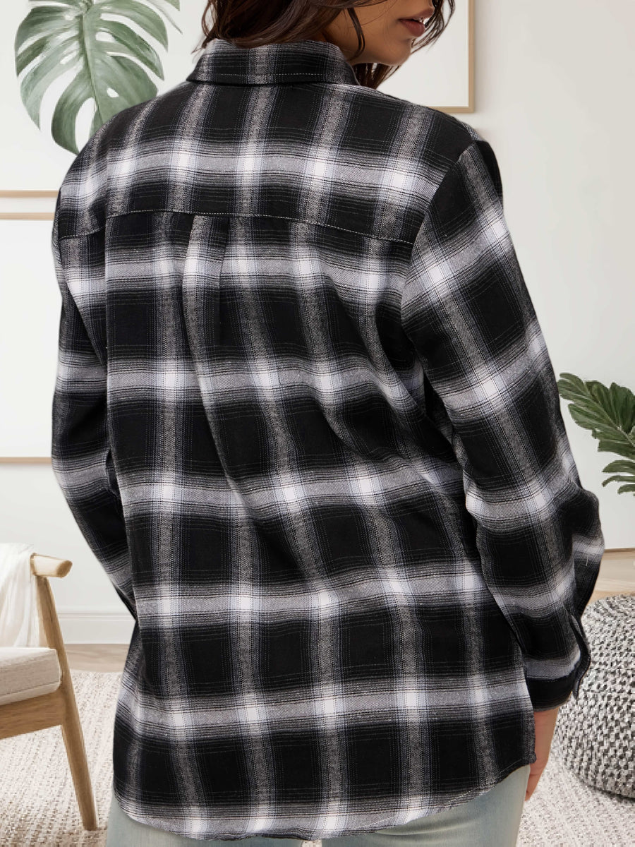 Women'S Long Sleeve Plaid Casual Shirt, Double Pocket, Suitable for Spring/Autumn Daily Outings, Vacation, Commuting, And Watching, Beautiful Women'S Shirt, Long Sleeve, Summer Top, Elegant Top, Casual Shirt, Plaid Shirt, Retro Style - Mixed colors