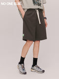 NO ONE ELSE Elastic Waist Drawstring Casual Shorts Unisex 2026 Summer New Label Shorts - Deep Gray