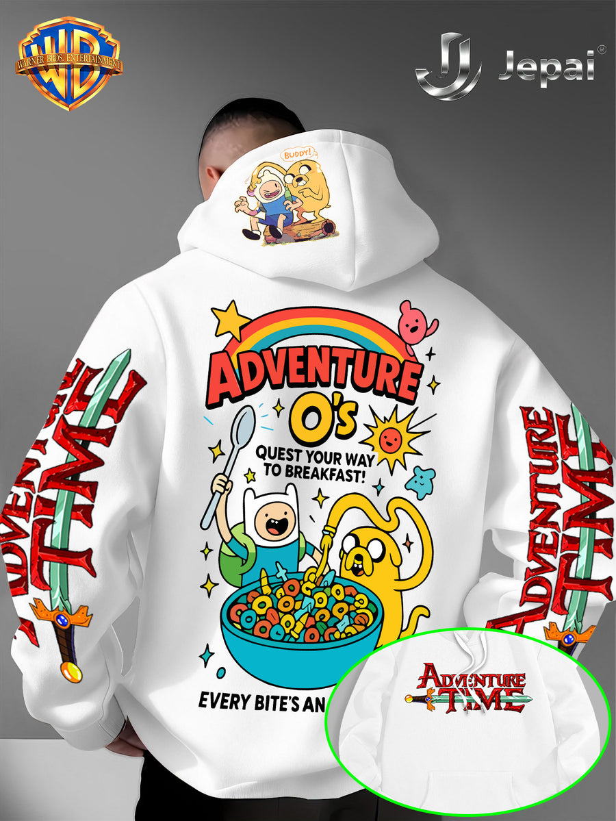 Official Warner Bros., Trendy Cool American Street Style Classic Character Theme Print Hoodie, American Street Style Unisex Long Sleeve Top, Suitable for Daily And Outdoor Activities, Ideal Warm Outerwear Choice for Autumn And Winter! - White