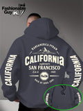 Hooded Sweatshirt with Street Culture Symbols: Featuring a "CALIFORNIA" Print That Embodies the Grandeur of the Wilderness and the Pioneering Spirit, This Sweatshirt Serves as an Exclusive Symbol for Street Culture Enthusiasts to Connect - Dark Gray