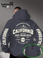 Hooded Sweatshirt with Street Culture Symbols: Featuring a "CALIFORNIA" Print That Embodies the Grandeur of the Wilderness and the Pioneering Spirit, This Sweatshirt Serves as an Exclusive Symbol for Street Culture Enthusiasts to Connect - Dark Gray