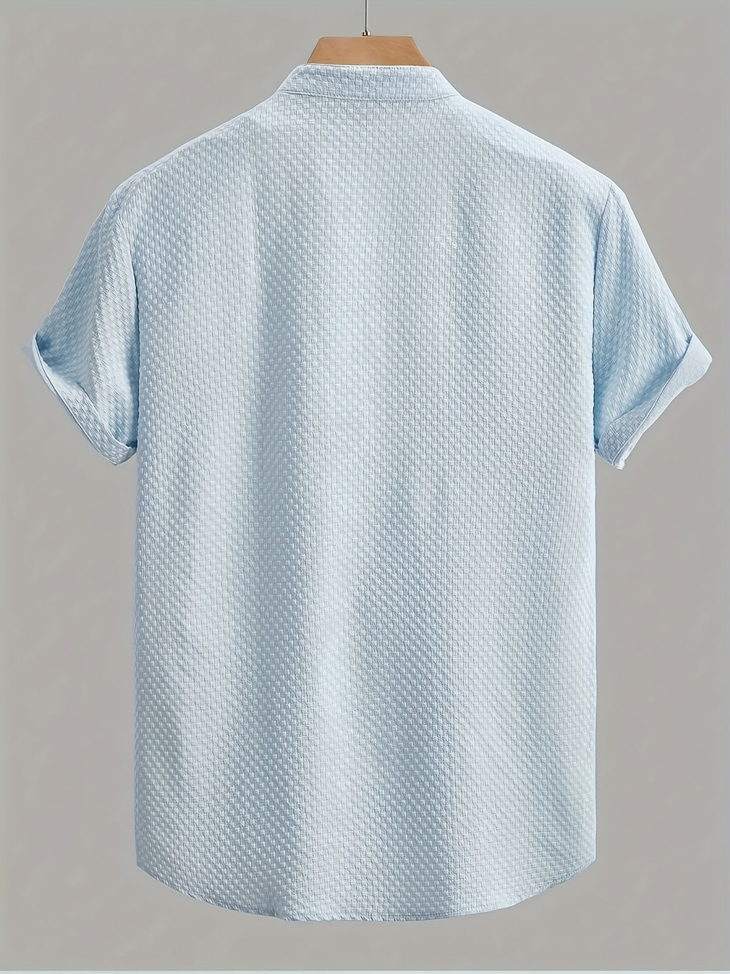 Men'S Short Sleeve Round Neck Sweatshirt, Summer Men'S Short Sleeve Round Neck Sweatshirt, Men'S Casual Solid Color Short Sleeve Shirt - Light Blue