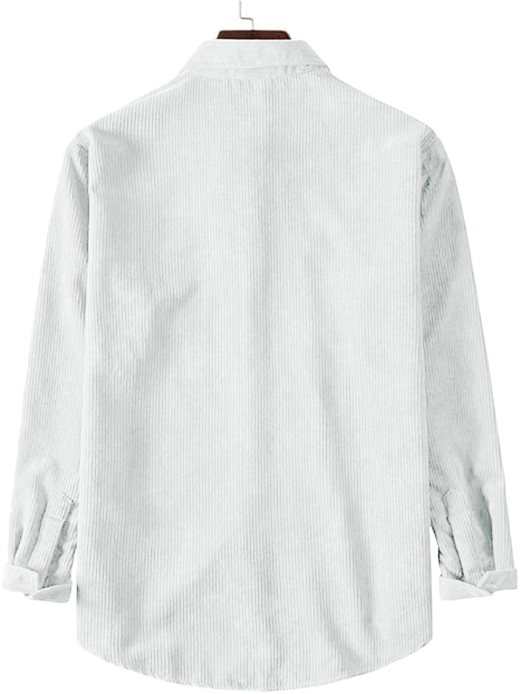 A Two-Piece Set for Men Featuring a Corduroy Button-Up Cardigan with Two Chest Pockets, a Stylish Solid Color Striped Shirt, And Men'S Apparel - White and red two-piece set