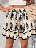 Latin Style Women'S Bohemian Printed Loose Skirt Shorts - Apricot