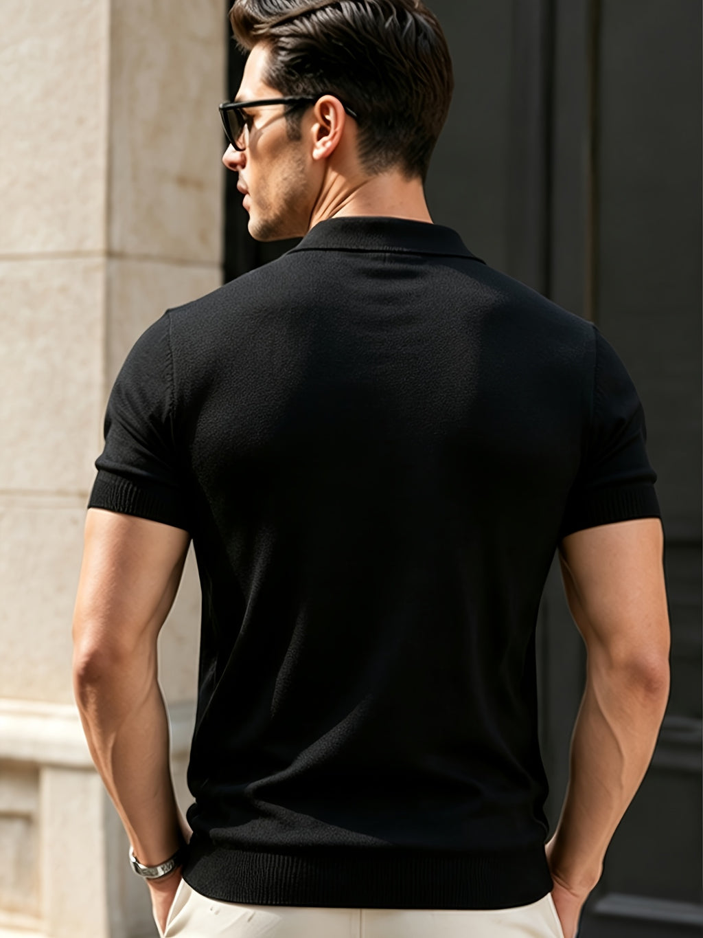 Autumn New Men'S Polo Neck Knit Pullover Top Business Casual Summer New Product, Suitable for Work, Golf, Sports, Father'S Day, Easter, Christmas - Black