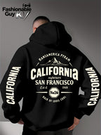 Hooded Sweatshirt with Street Culture Symbols: Featuring a "CALIFORNIA" Print That Embodies the Grandeur of the Wilderness and the Pioneering Spirit, This Sweatshirt Serves as an Exclusive Symbol for Street Culture Enthusiasts to Connect - Black
