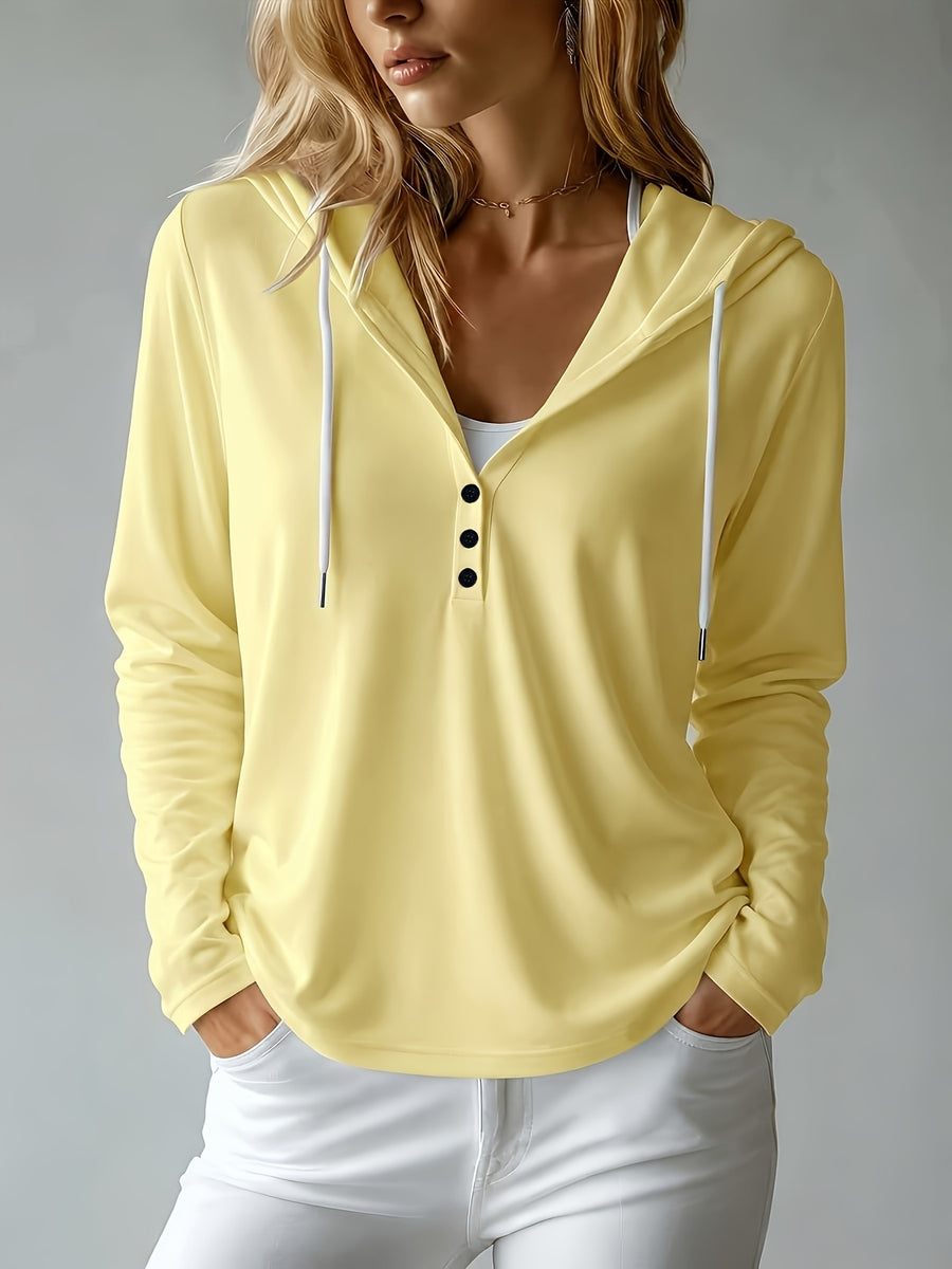 Autumn/Winter Women's Elegant Hooded Long-Sleeve Soft and Comfortable Sweatshirt - Yellow