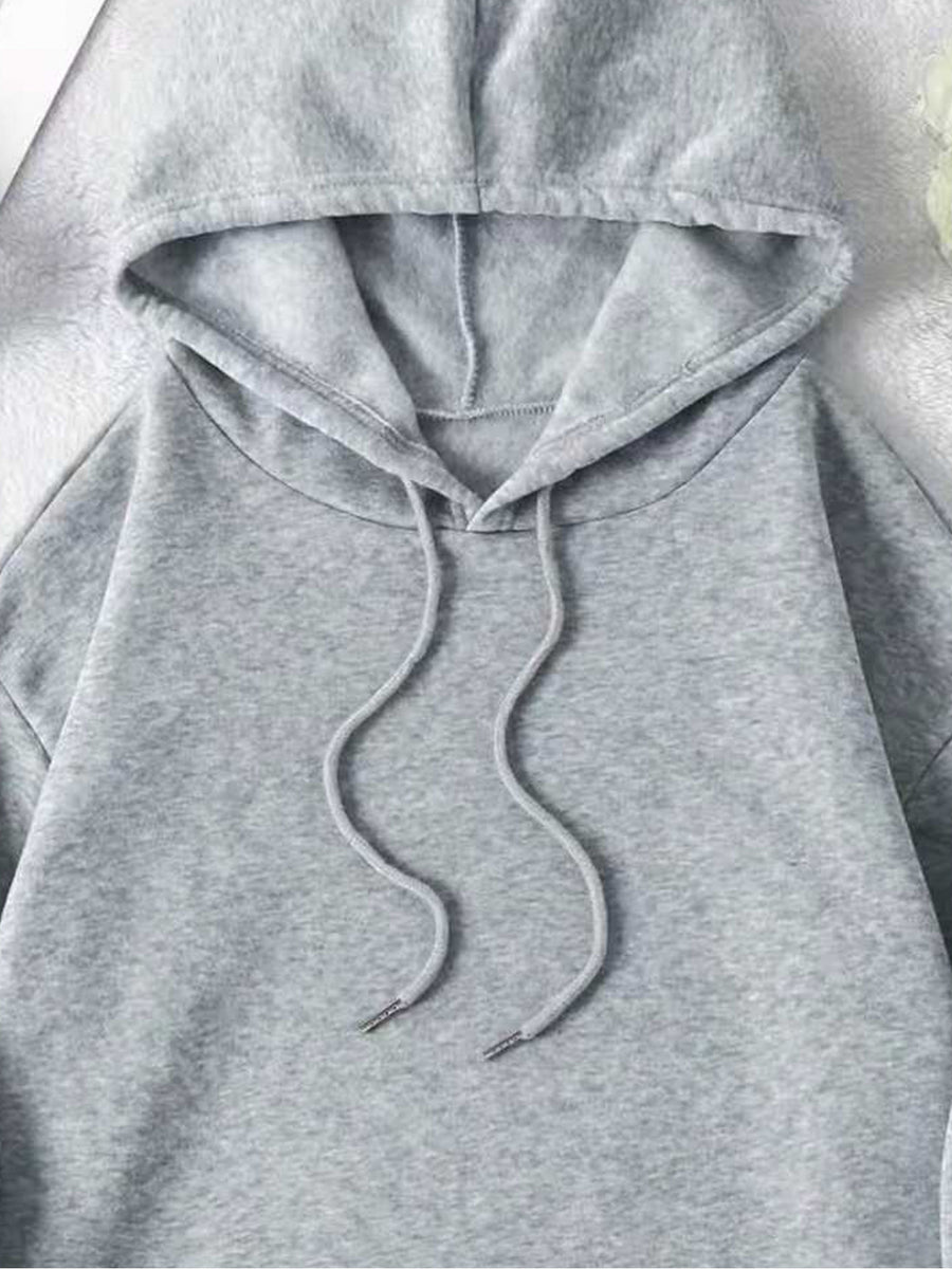 A Women'S Top Featuring a Cat Care Print, Perfect for The Back-To- Season. This Casual Pullover Hoodie Has a Kangaroo Pocket And Is Designed for Autumn And Winter - Grey