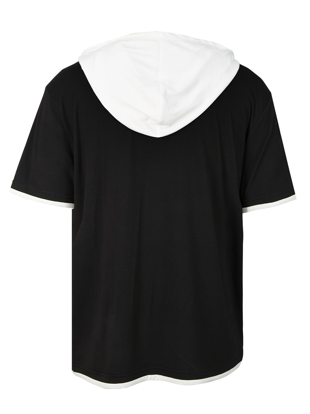 Hooded Short-Sleeved Solid Color Casual Pocket Men'S T-Shirt - Black