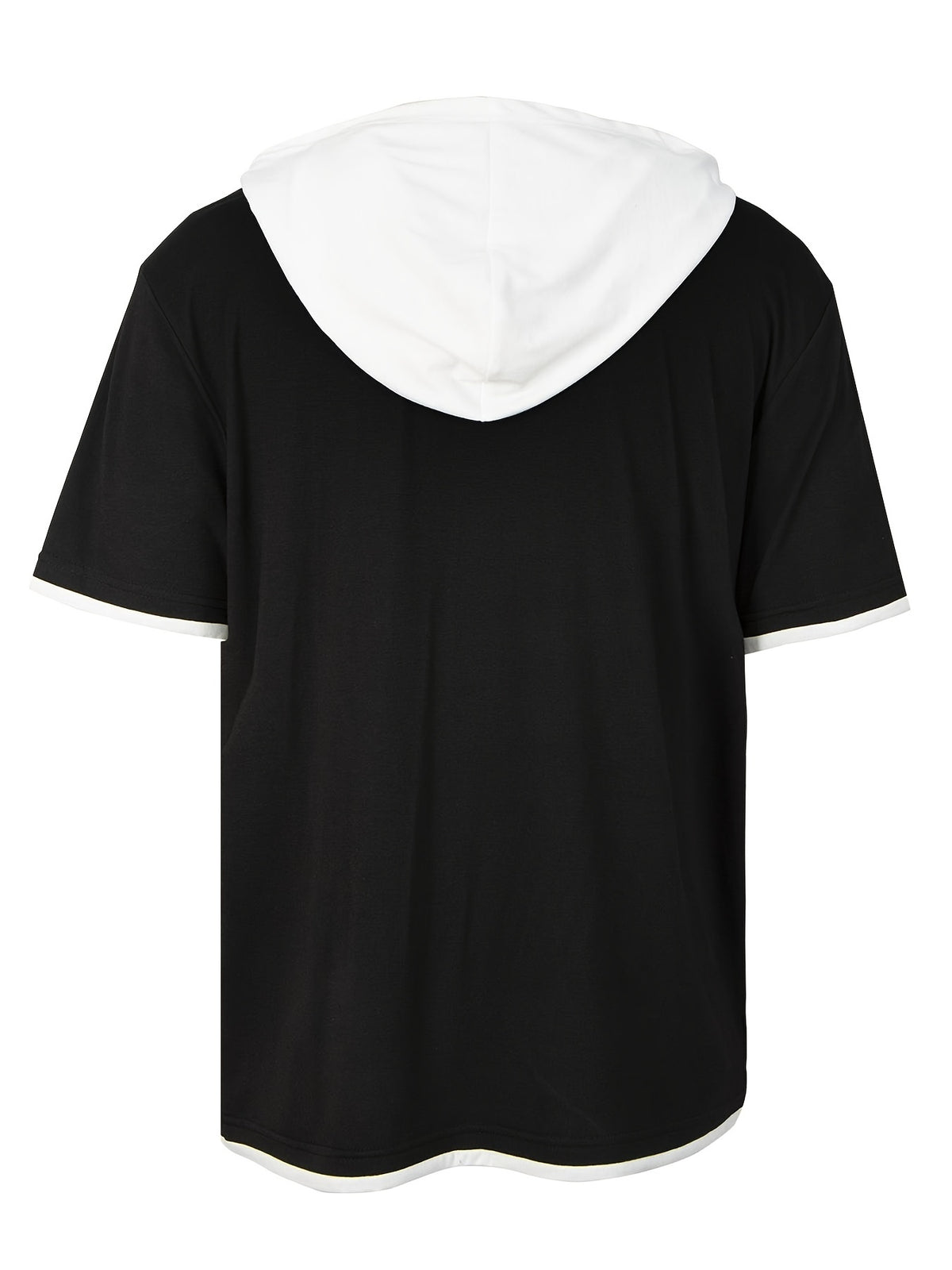 Hooded Short-Sleeved Solid Color Casual Pocket Men'S T-Shirt - Black