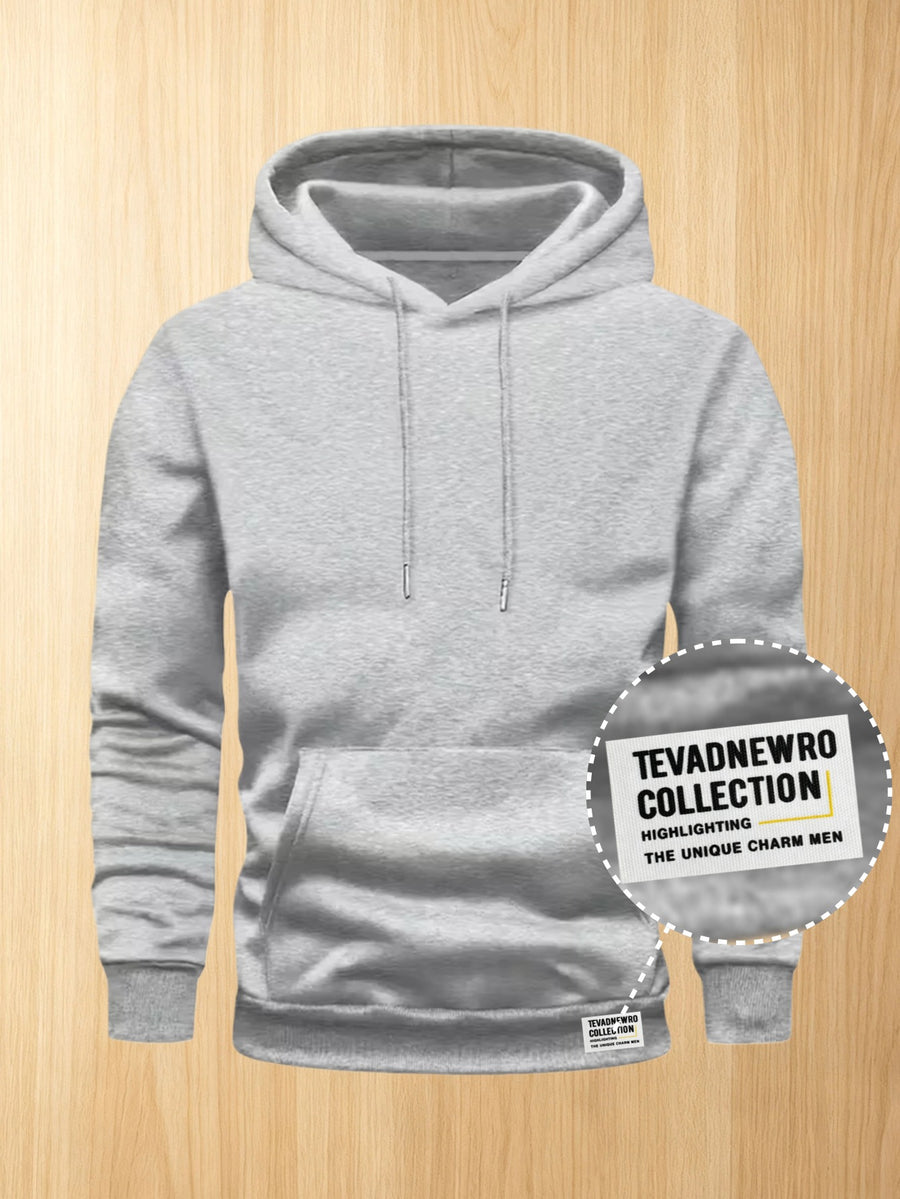 50%, 50%, Men'S Casual Pocket Ankle-Length Hooded Sweatshirt, Cuffs with Ribbed Bottom, Men'S Warm Fleece-Lined Sweatshirt for Global All-Season Base Layer - Light Gray 4