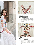 Seaside Vacation Long Dress, Beach Dress, Ethnic Style, Heavy Industry Embroidery, Loose Dress, Travel Dress, Super Fairy Long Dress - White
