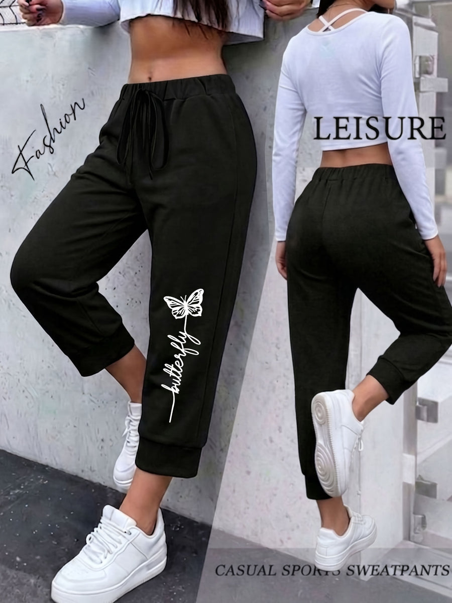Street Style Sweatpants Women'S All-Season Loose Casual Pants - Black