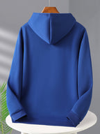 HUGG Embrace Minimalist Vertical Letter Artsy Men'S Hooded Sweatshirt Front And Back Double-Sided Print Pattern Casual Hoodie Daily Wear Comfortable Versatile Suitable for Outdoor Sports Fitness Casual Wear - Blue