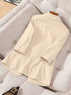 2026 New Premium Solid Color Single-Button Suit Jacket, Elegant 3/4 Sleeve, Comfortable And Breathable Casual Outerwear, Elegant Style Suitable for Daily Spring Summer Autumn, All-Match Temperament Suit - Pale Pinkish Gray