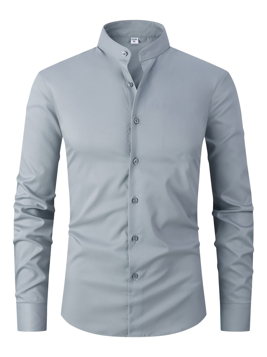 New Fashion Casual Stand Collar Long Sleeve, Smart Casual - Grey