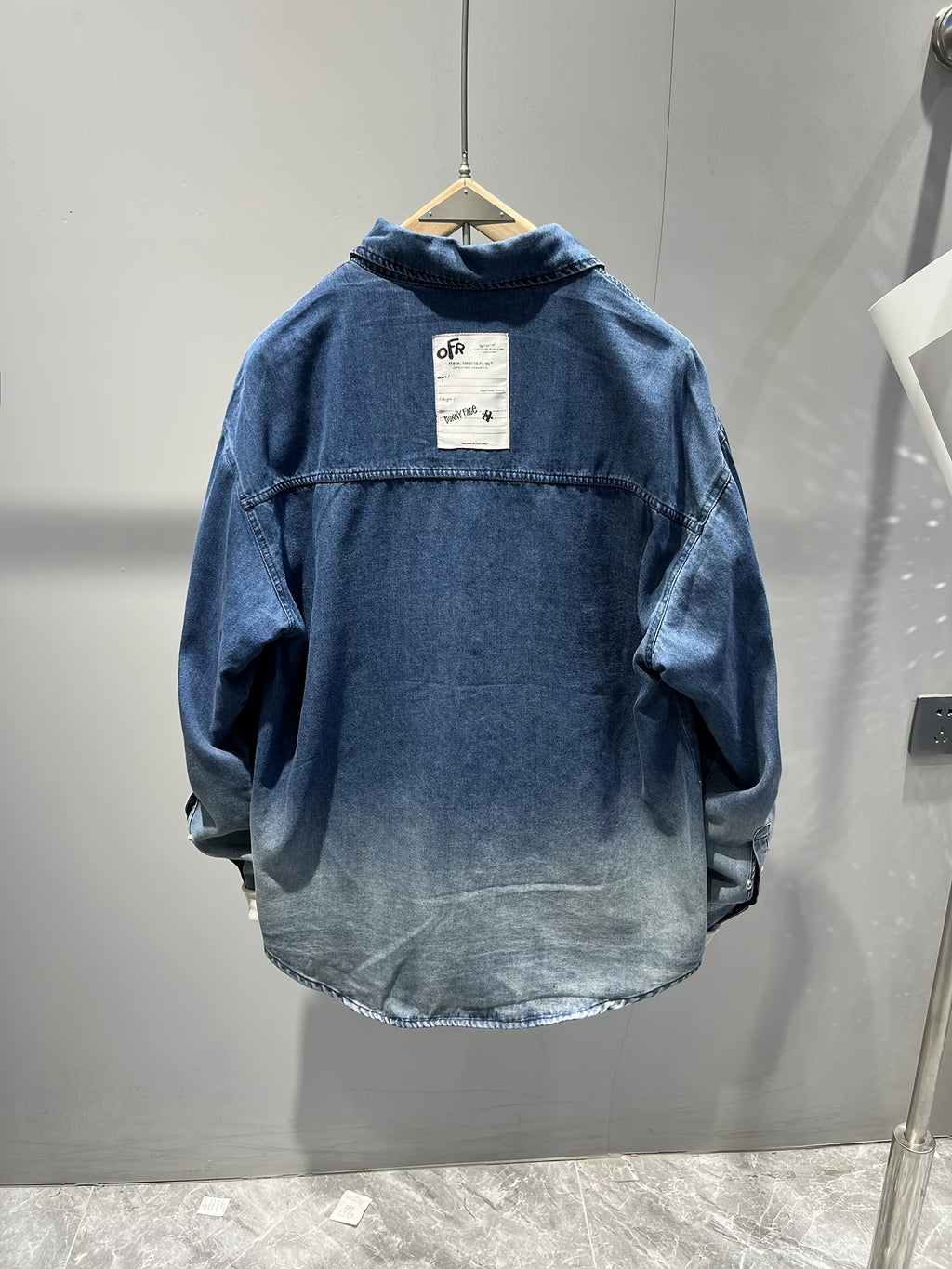 Men's Washed Denim Shirt Jacket, Retro Casual Loose Long Sleeve Coat for Spring Autumn, Style 6607 - Navy Color