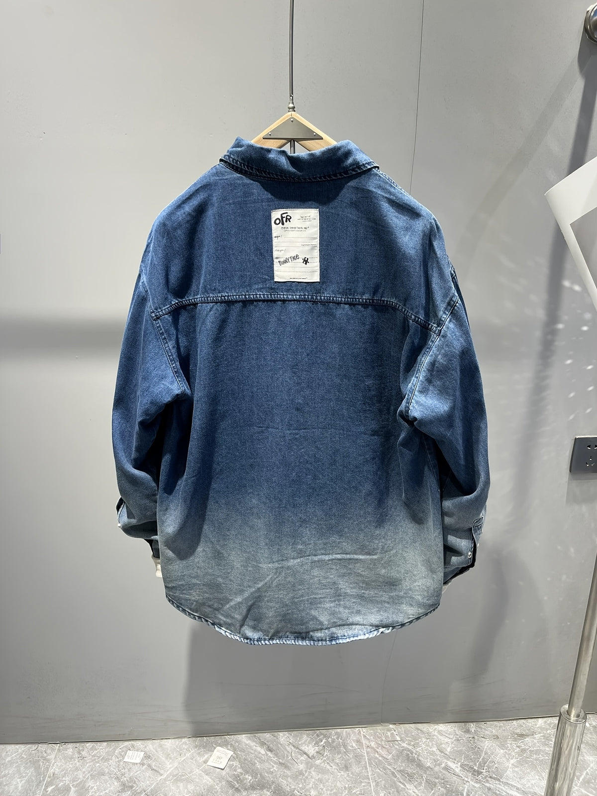 Men's Washed Denim Shirt Jacket, Retro Casual Loose Long Sleeve Coat for Spring Autumn, Style 6607 - Navy Color