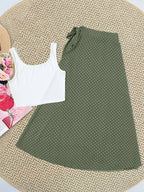 Women'S Elegant Solid Color Vest Polka Dot Half Skirt Casual Set, Suitable for Beach Vacation Outings - Mixed colors