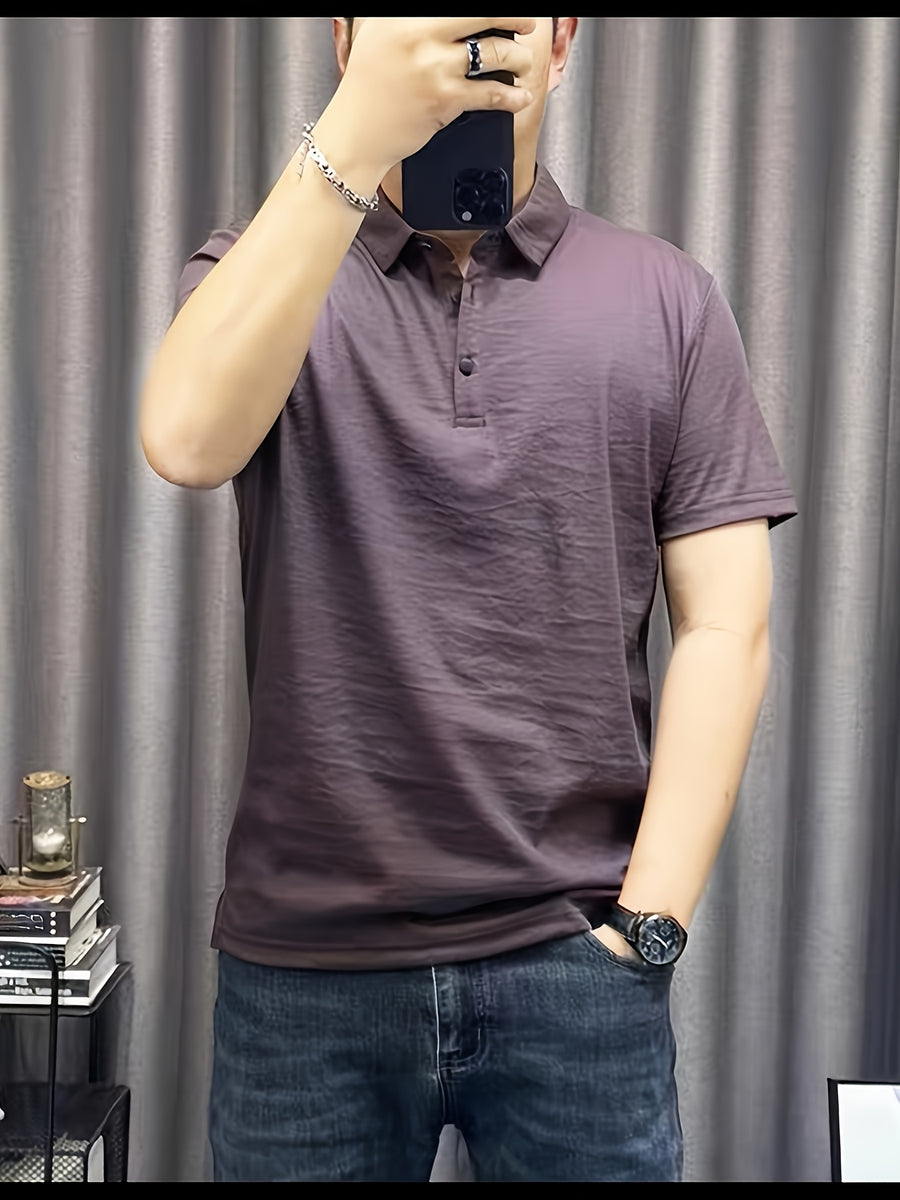 Men'S Breathable Lightweight Nylon Polo Shirt - Durable Summer Casual Business Top - Deep Purple