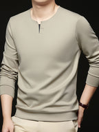 Spring/Autumn New Fashion Slim Fit Men'S Small V-Neck Long Sleeve Sweatshirt Comfortable Skin-Friendly Main Push Style - SINBOS - Beige Color
