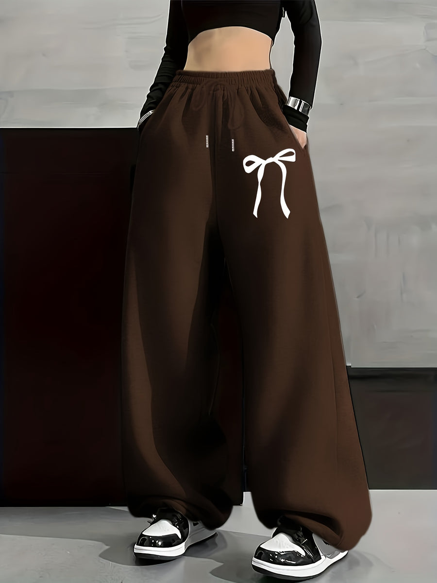 Autumn And Winter Fashion Casual Women'S Fleece Trousers, Monochrome Tunic Trousers, Casual Loose Sweatpants, Women'S Fashion - Coffee Brown