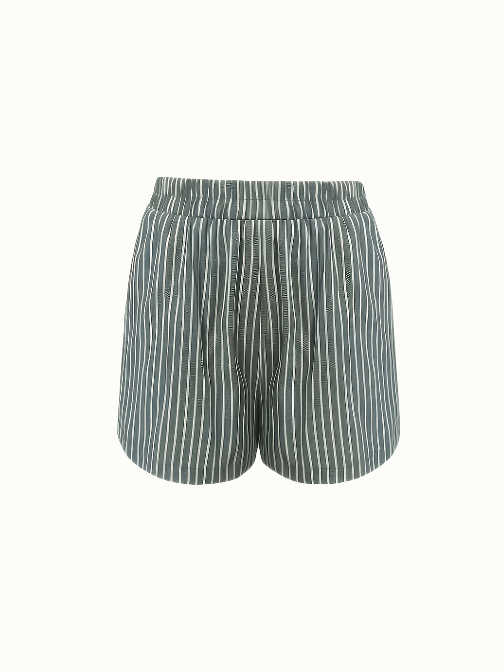 Western Style Women'S Striped Casual Shorts, Summer Loose Wide-Leg Home Pants, Wearable Outside - Dark Green