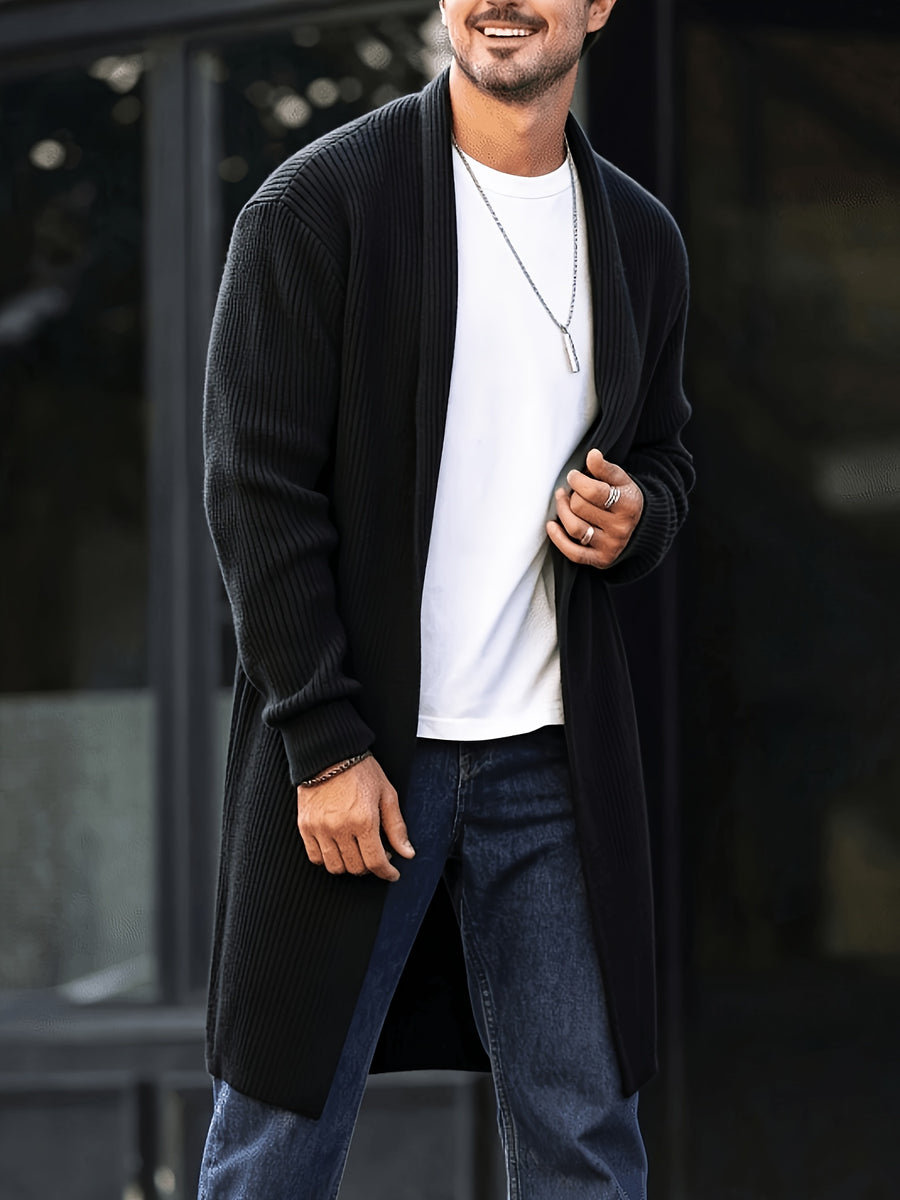 JANE DRESSINGLOG Men's Autumn/Winter Casual Knit Cardigan, Simple and Stylish, Suitable for Daily Wear - Black