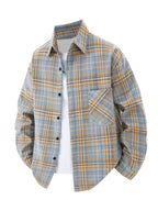 3pcs Set - Men'S Spring/Autumn Lapel Plaid Shirt Youth Outdoor Casual Trendy Top Men'S Fashion Versatile Jacket - Yellow+red+black