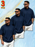 3pcs Set New Men'S Top Fashion Athletic Short Sleeve Spring Summer Summer Casual Comfortable Breathable Soft Trendy Easy Premium All-Match Refreshing - Mix color 5