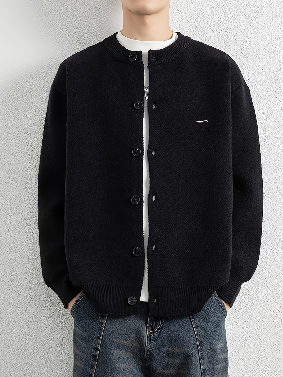 Men's Autumn Winter Trendy Versatile Warm Cardigan Sweater 25861 - Black