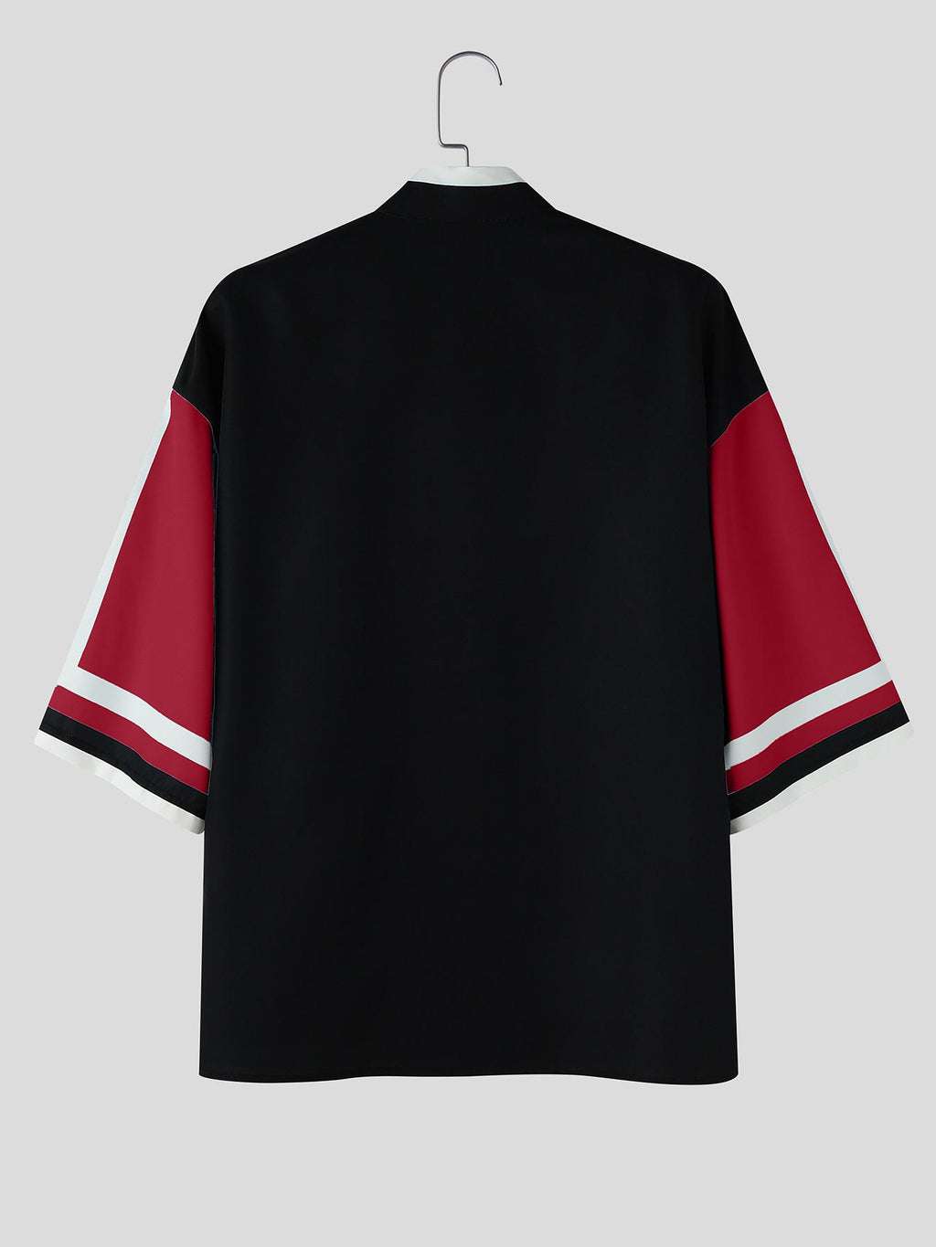 Men Casual Tops Funny Print Stand Collar Short Sleeve Loose Thin Outdoor Street Summer Vacation Hippy Shirt - Red