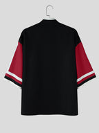 Men Casual Tops Funny Print Stand Collar Short Sleeve Loose Thin Outdoor Street Summer Vacation Hippy Shirt - Red