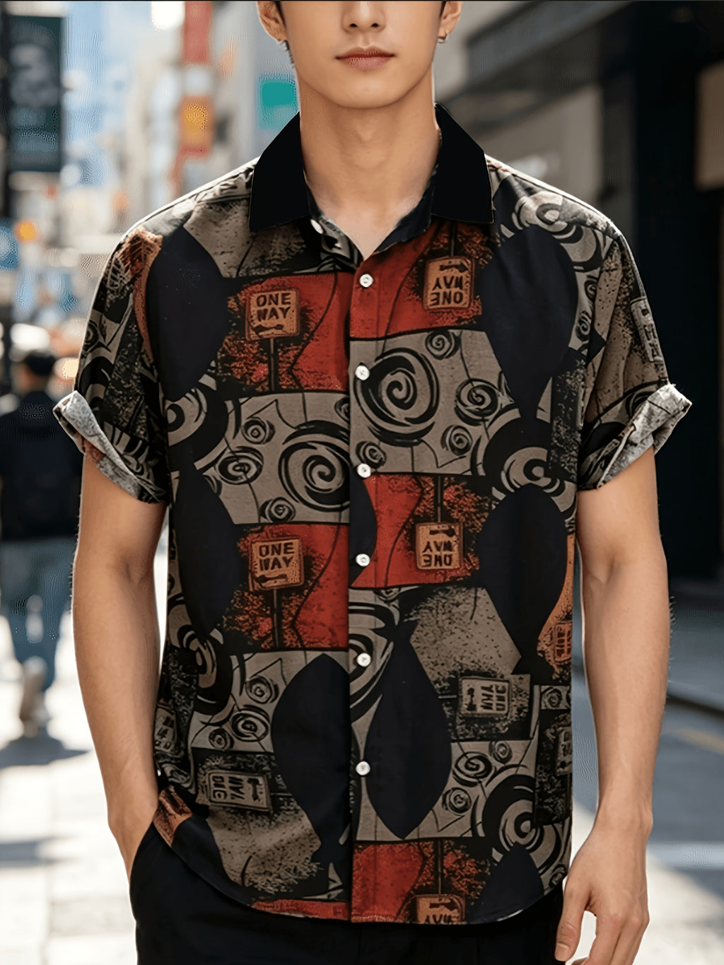 Men's Casual Shirt with Printed Design (Not Textured), Simple and Stylish for Daily Commuting and Casual Wear, a Perfect Gift Choice for Male Friends, a Holiday Essential, Simple, Fashionable, and Energetic, Suitable for Daily Casual Outings - Mixed colors