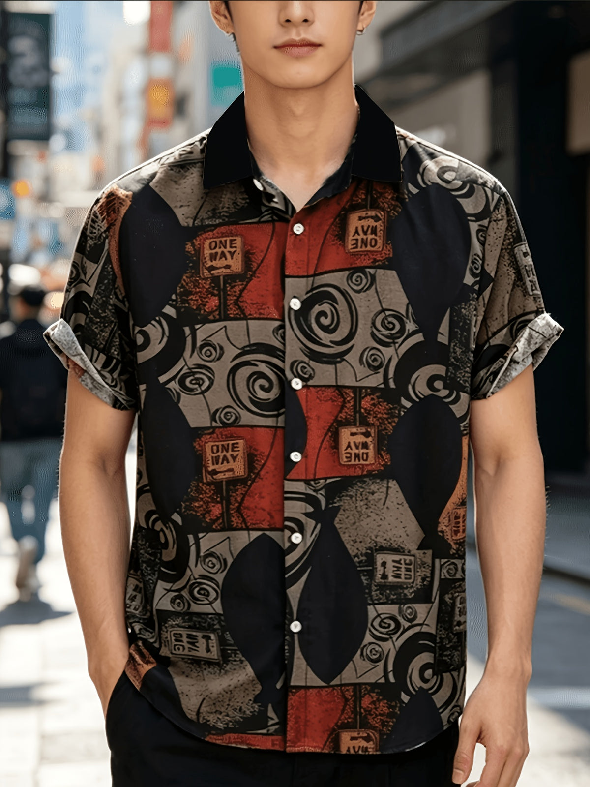 Men's Casual Shirt with Printed Design (Not Textured), Simple and Stylish for Daily Commuting and Casual Wear, a Perfect Gift Choice for Male Friends, a Holiday Essential, Simple, Fashionable, and Energetic, Suitable for Daily Casual Outings - Mixed colors