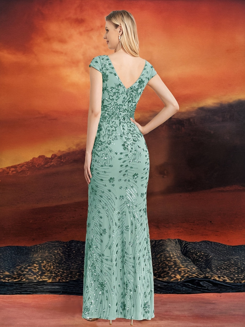 Elegant Beaded Mature Sleeveless Fishtail Dress Summer Party Dinner Formal High-end Luxury Bridesmaid Dresses V-Neck Wedding Mom Dress Sexy Tank Long Skirt - Viridity