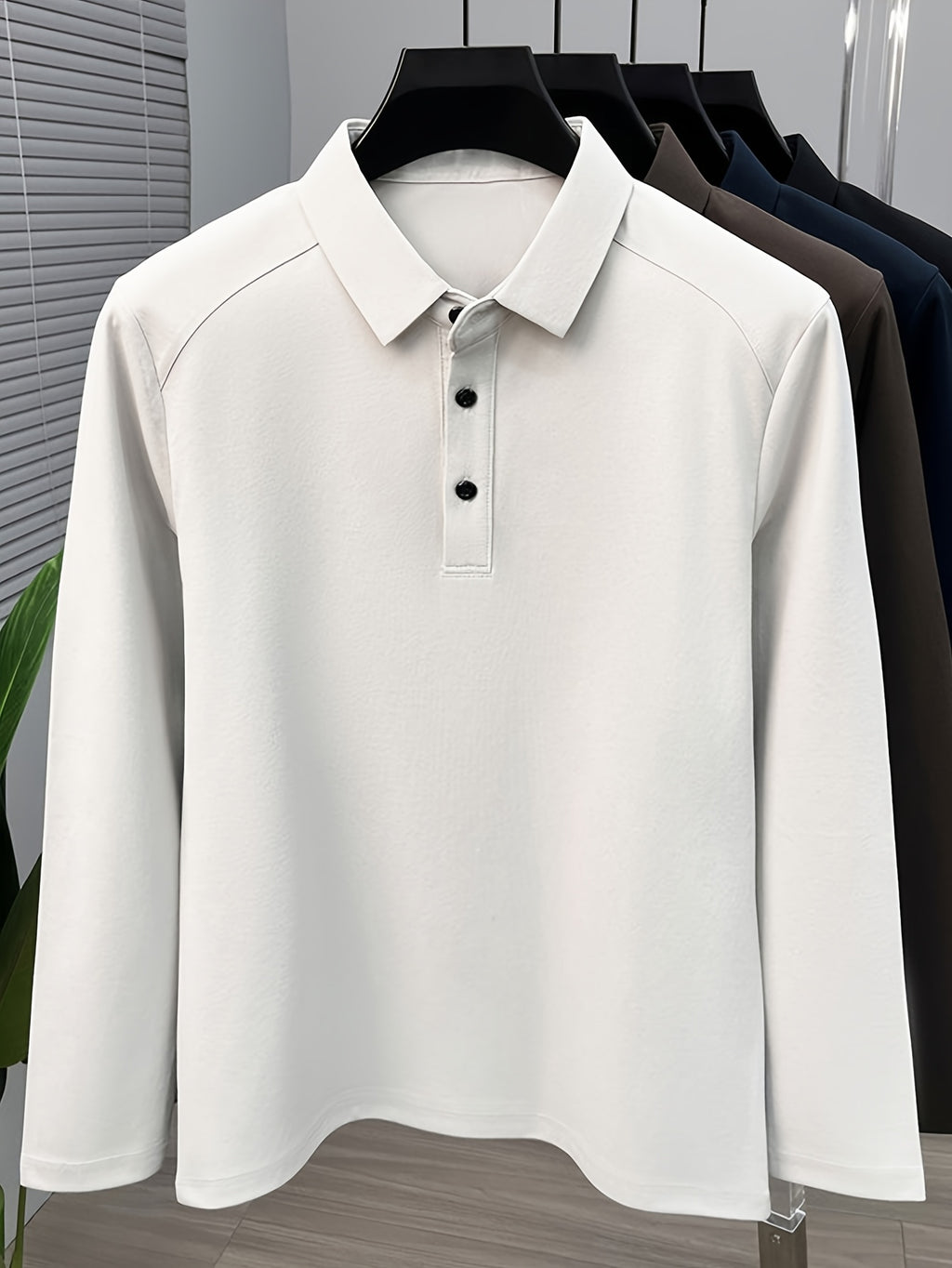 Men'S Raglan Sleeve Long Sleeve Polo Shirt, Relaxed Fit Cut, Unrestricted Movement, Loose Non-Tight Fit, Easy Business Style, No Extra Logos - SINBOS - Light Grey