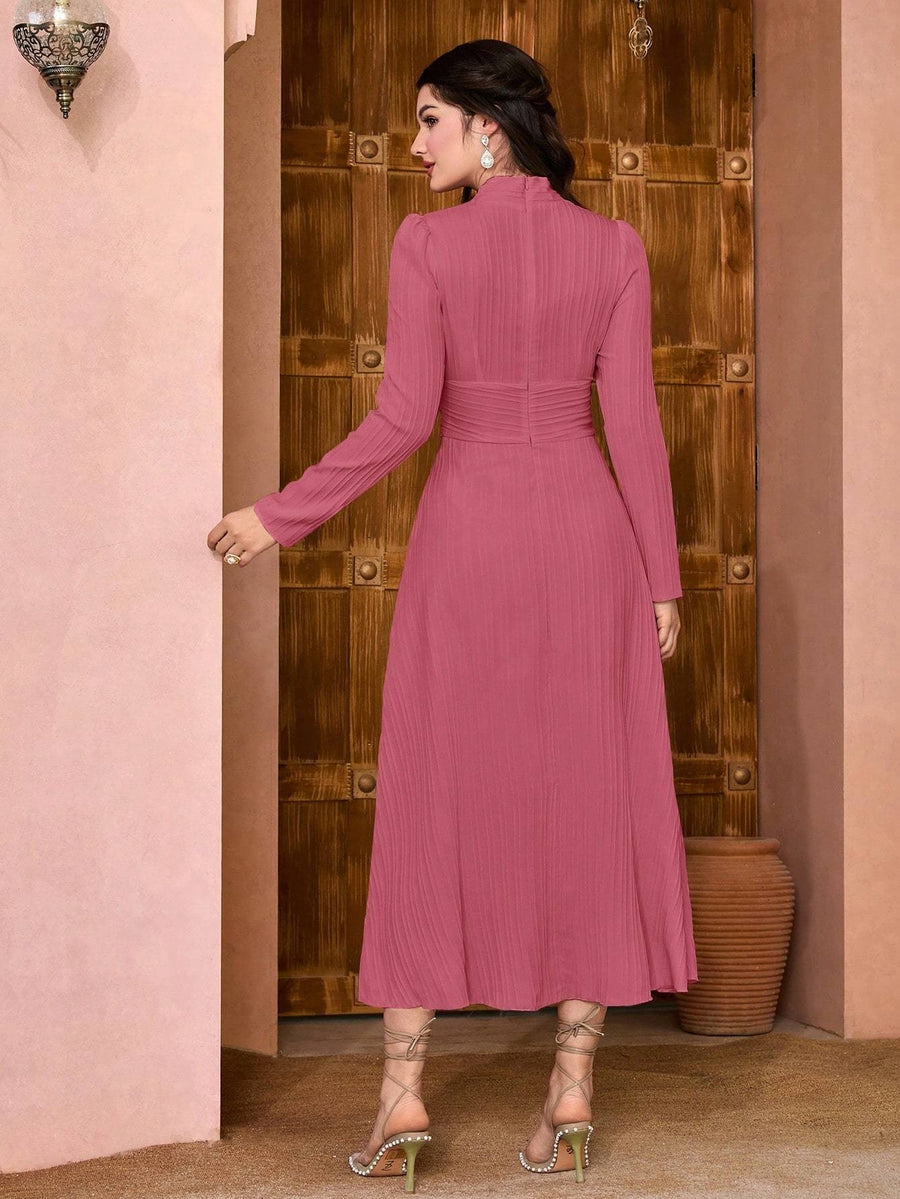 Fashion Casual Solid Color Women's Maxi Dress - Coral Pink