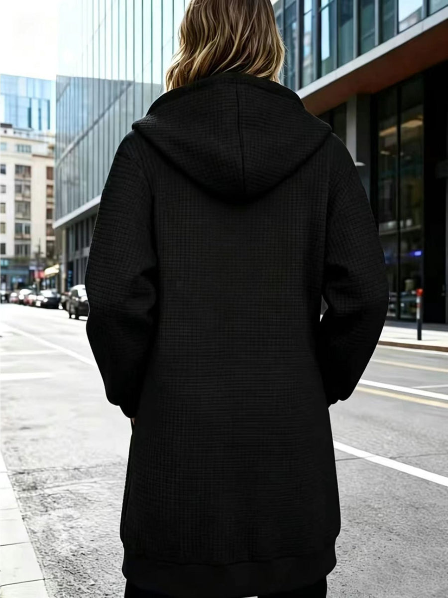 Ladies Stylish Warm Hooded Coat Jacket - Black