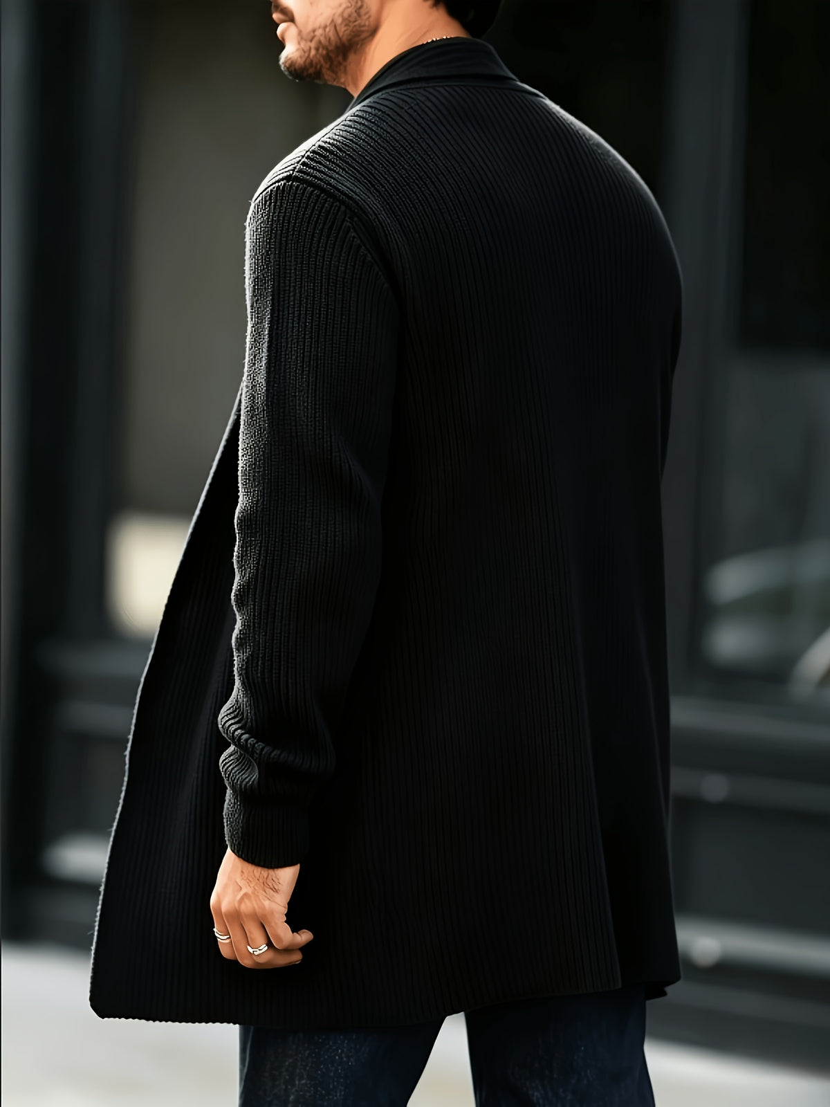 JANE DRESSINGLOG Men's Autumn/Winter Casual Knit Cardigan, Simple and Stylish, Suitable for Daily Wear - Black
