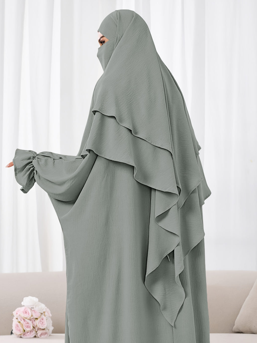 1pc (No Include Clothing) Kimmar Double-Layer Kimmar Shawl Headscarf Fashion Classic Versatile Kimmar, Suitable for Women'S Daily Wear - Dark Gray