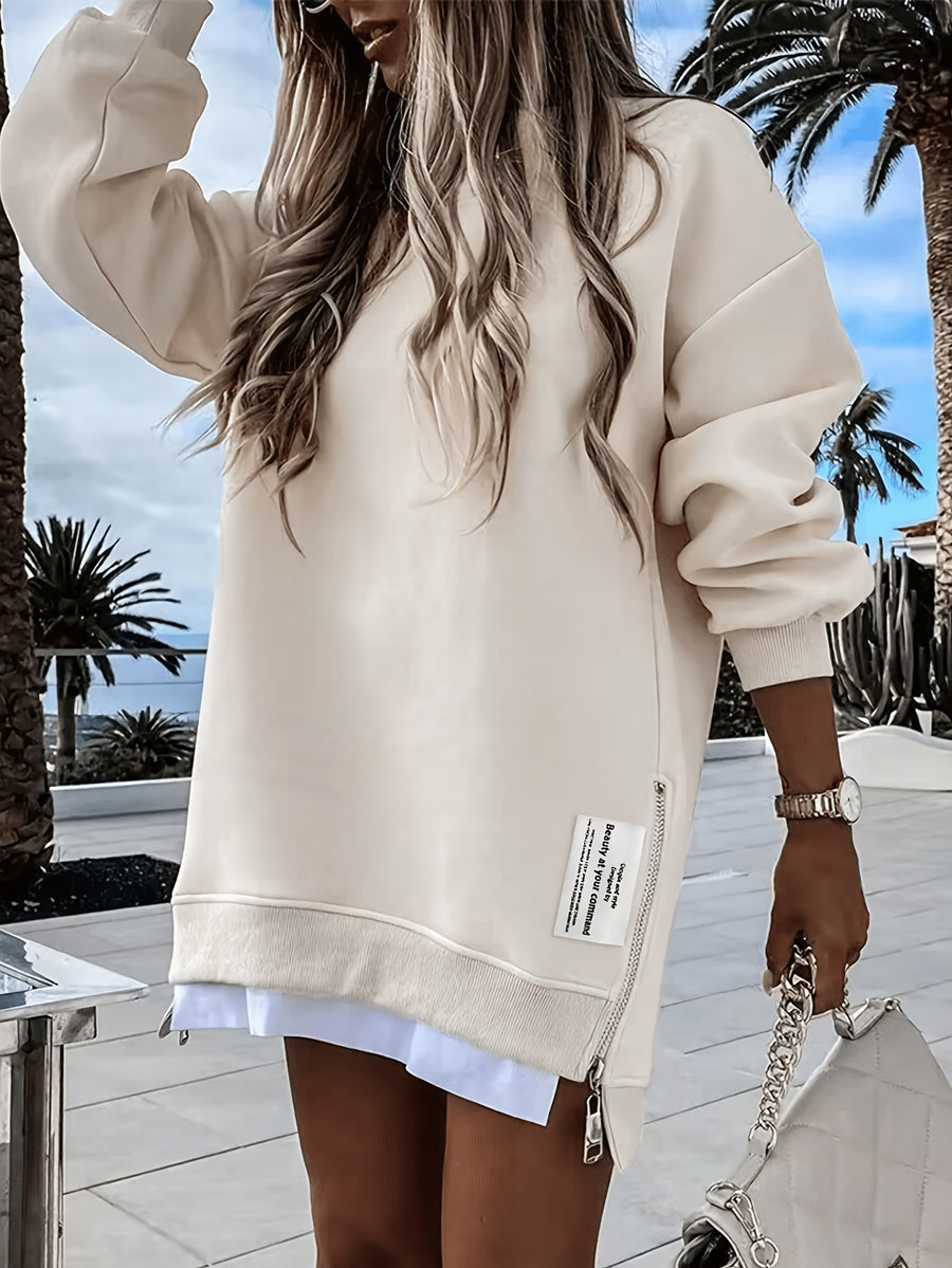 Women's Fashion Casual Sweatshirt - Apricot