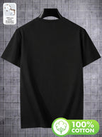 100% Pure  Men's Crew Neck Short Sleeve T-Shirt, Summer Solid Color, Comfortable, Soft, Breathable, Sweat-Absorbent, Casual, Versatile, for Layering or Wearing Outside - Black