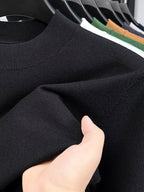 Men'S Solid Mock Neck Short Sleeve Knit Sweater, Soft Skin-Friendly Wool Blend Pullover, Stretch Slim Fit Basic Knit Top, Rib Neck Cuff, Business Commute Daily Casual Shirt, Versatile Inner And Outer Wear Men Base Layer - Black