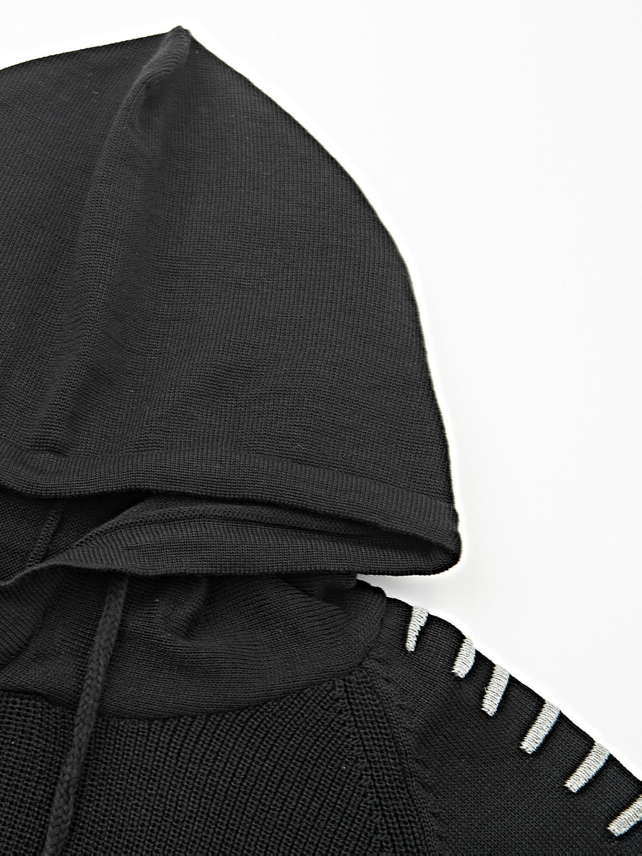 Men'S Solid Color Casual Sweater for Autumn And Winter, Knitwear for Outdoor Sports, Hoodie As a Gift with Ribbed Cuffs Design - Black