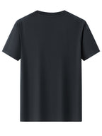Men's Summer Pure Cotton Short-Sleeve T-Shirt, Solid Color Crew Neck, Simple Casual Versatile Breathable Sweat-Wicking Basic Style Half-Sleeve Top - Black