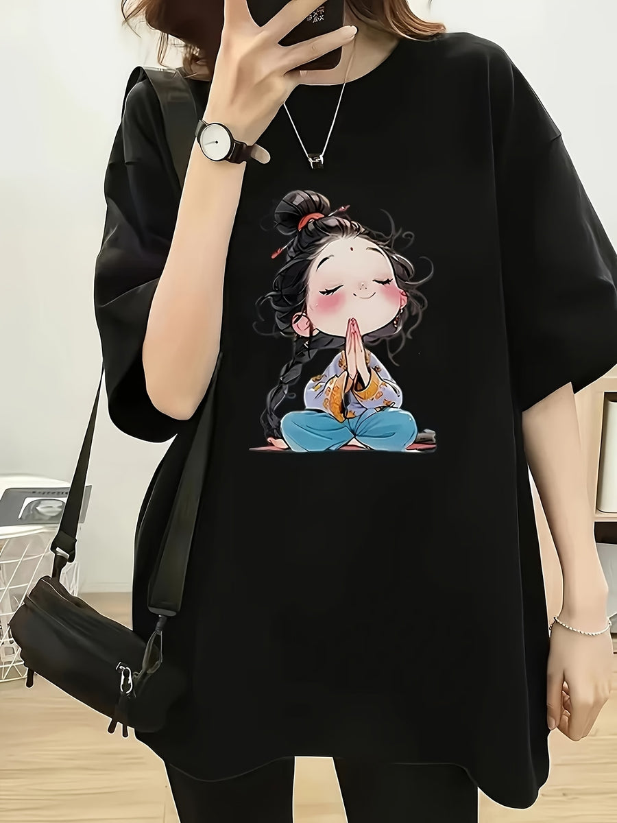 Trendy And Unique Y2KY2K Top with Stylish Round Neck And Distinctive Patterns, Perfect for a Dopamine Boost - Black